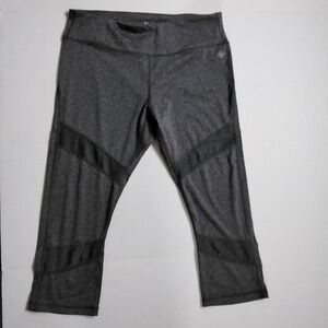 Nicole Miller New York Active Womens Gray Mesh Panel Capri Leggings Large L